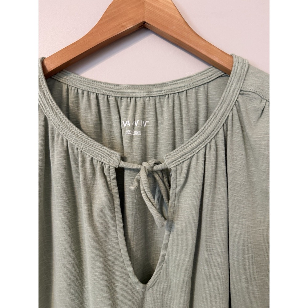 Ava & Viv Tank Top Womens 2X Green Keyhole Tie Neck Sleeveless Basic Soft NWOT - Picture 3 of 13